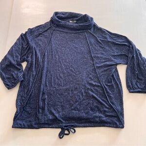 GUC 2X Zac & Rachel Heathered Navy Cowl Neck Pullover Sweater Super Soft 131